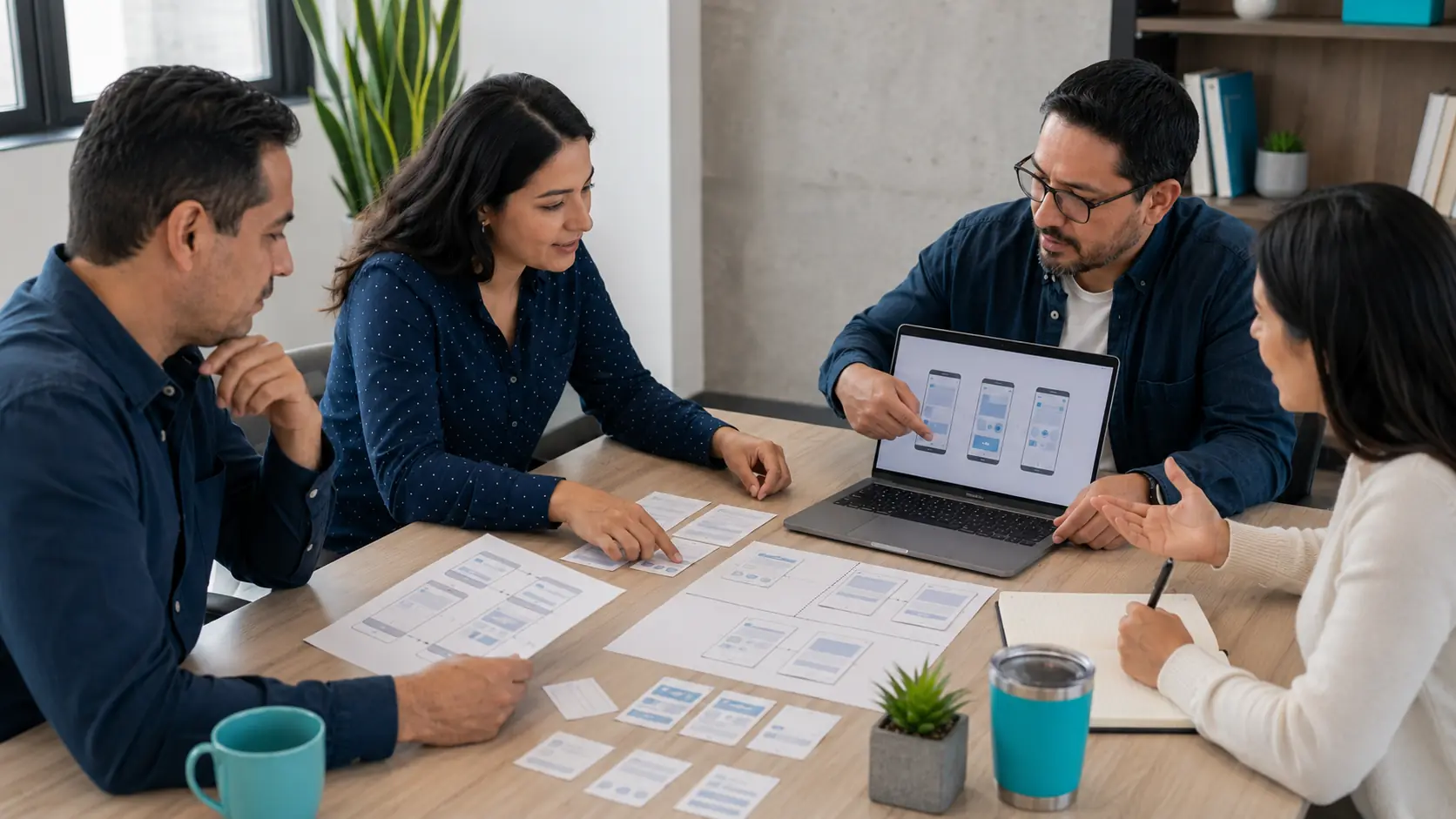 Equipo definiendo y validando el alcance de un producto mínimo viable