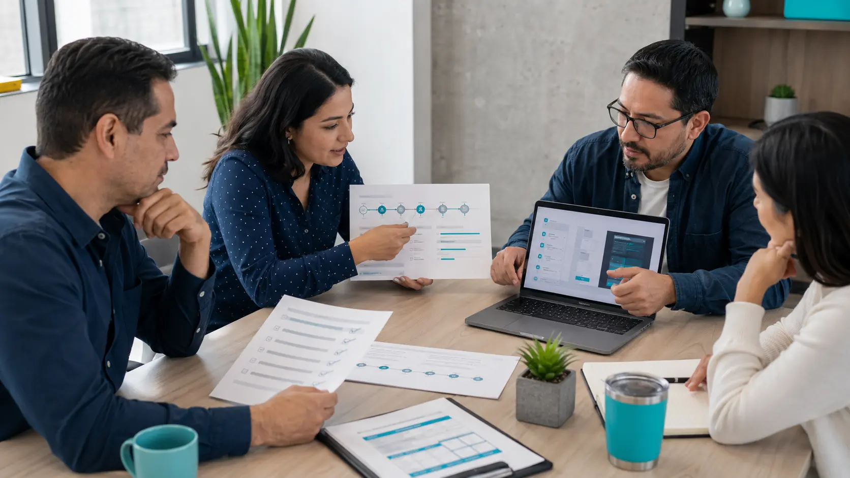 Equipo evaluando una propuesta y metodología de desarrollo de software