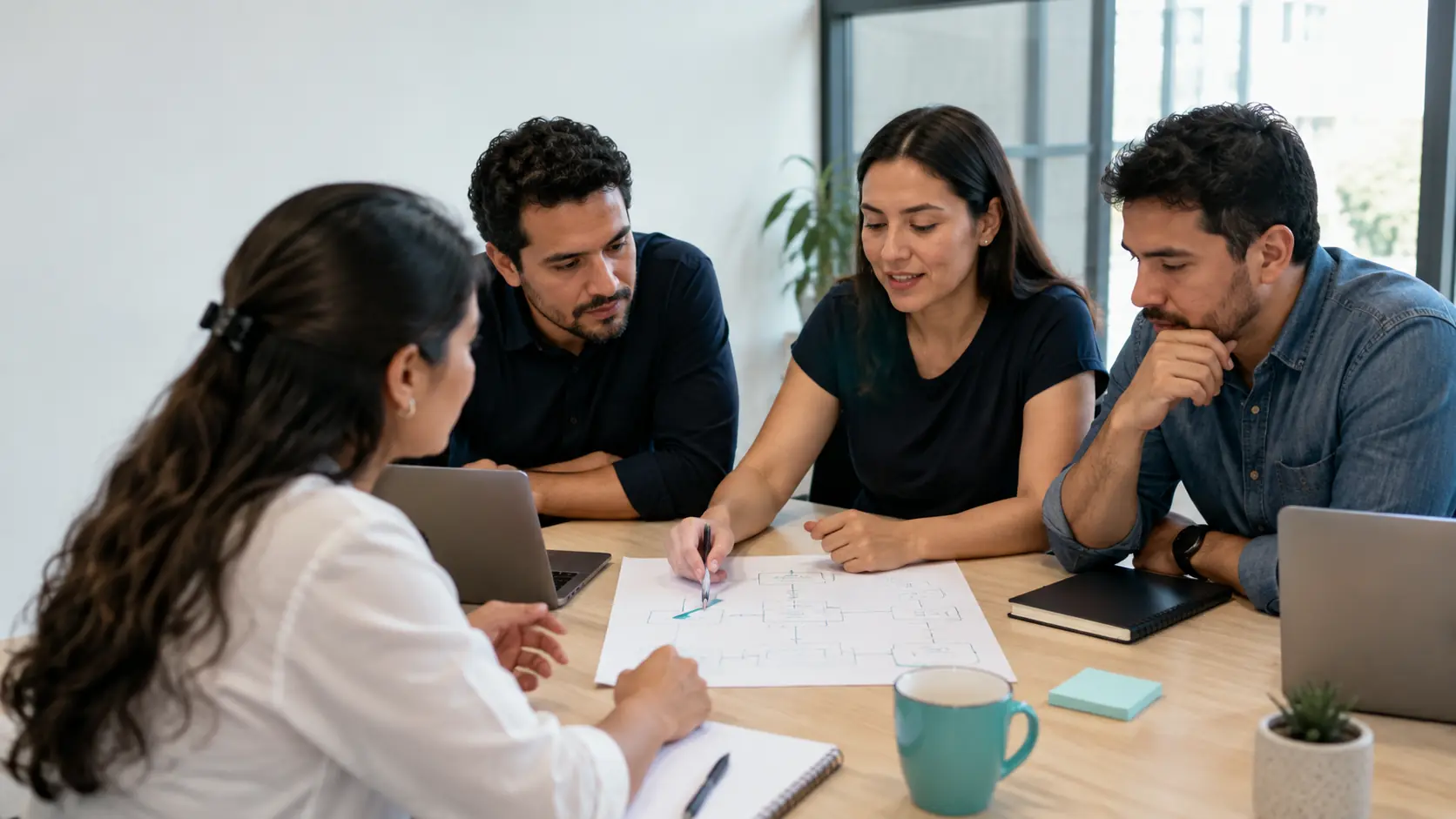 Equipo analizando las necesidades y procesos de un proyecto