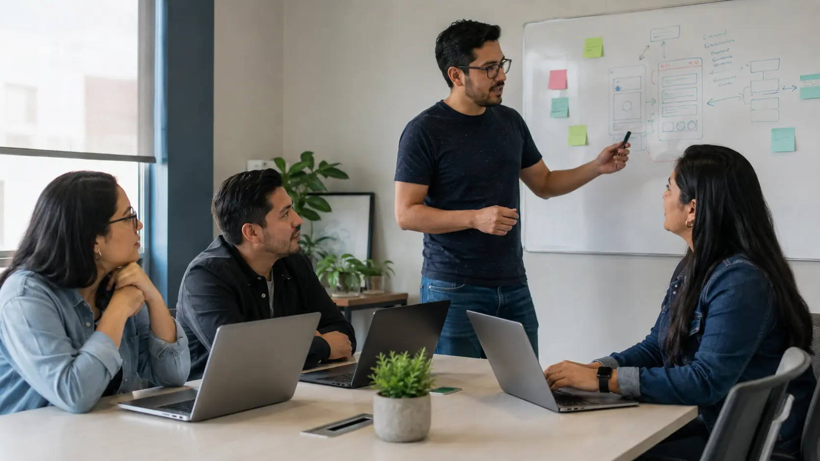 Equipo de desarrollo planificando un proyecto de software